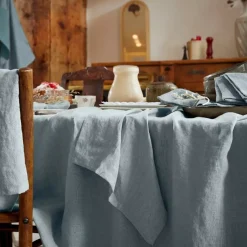 Clearance Tovaglia rettangolare in lino lavato (170 x 350 cm) Louise Azzurro Tovaglie