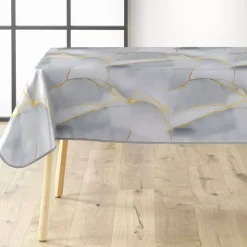 Tovaglia rettangolare in PVC rivestito (140 x 240 cm) Marbrelle Grigia