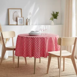 Discount Tovaglia rotonda antimacchia (180 cm) Elise Vichy Rosso Tovaglie