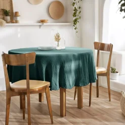 Online Tovaglia rotonda in cotone a rete (180 cm) Gaïa Blu anatra Tovaglie