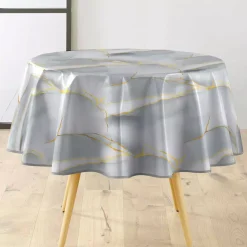 Hot Tovaglia rotonda in PVC rivestito (160 cm) Marbrelle Grigia Tovaglie