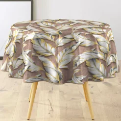 Tovaglia tonda in PVC rivestito impermeabile (Diametro 160 cm) Ebany Cioccolato