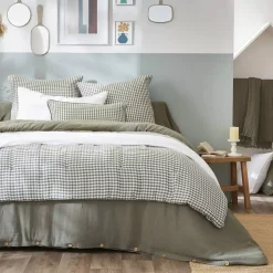 New Trapunta garza di cotone (90 x 200 cm) Gaïa vichy Verde rosmarino Copriletti, Trapuntine E Runner Letto