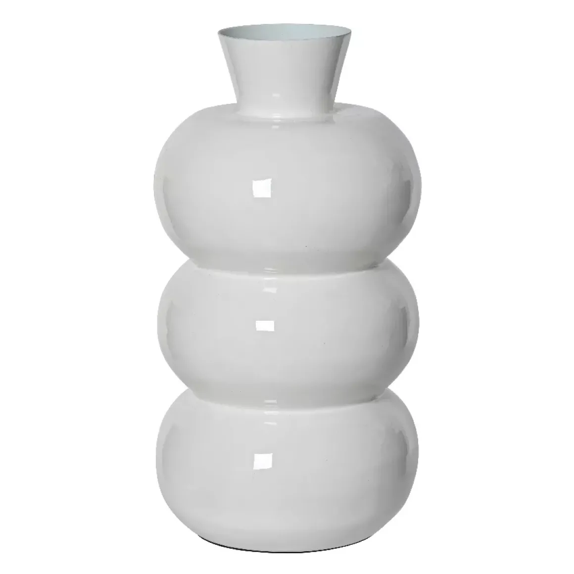 Vaso in metallo smaltato fatto a mano (H33 cm) Serena Bianco brillante