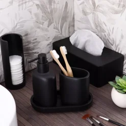 Vassoio ovale da bagno (19,5 cm) Japandi Nero
