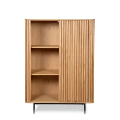 Vetrina alta a 3 livelli in rovere massiccio (98 x 135 cm) Rytm Naturale