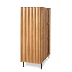 Vetrina alta a 3 livelli in rovere massiccio (98 x 135 cm) Rytm Naturale