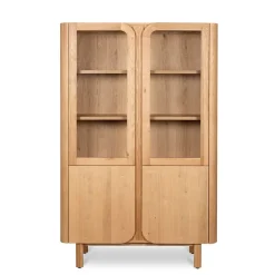 Vetrina 4 ante in rovere massiccio (120 x 190 cm) Oakland Naturale
