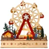 Villaggio di Natale in legno luminoso e musicale a pile (28 x H28 cm) Grande ruota colorata