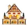Villaggio di Natale in legno luminoso e musicale a pile (27 x H24 cm) Chalet Svizzero Colorato