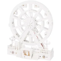 Villaggio di Natale in legno luminoso e animato (H30 cm) Ruota Incantata di Natale