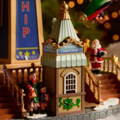 Villaggio di Natale luminoso, animato e musicale (H47 cm) Giostra aerei